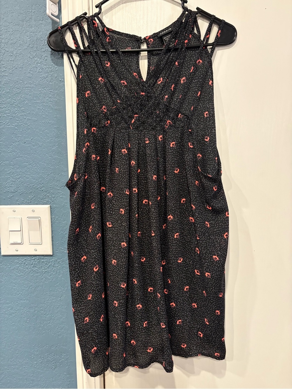 Torrid  Black with Coral Dot Floral Print tank